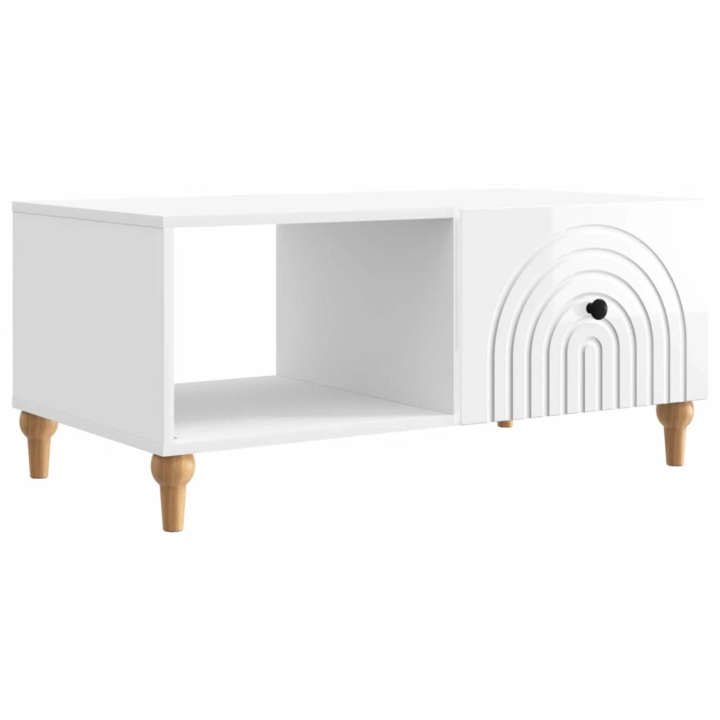 Tavolino da salotto Bianco Lucido 90 x 50 x 40 cm 894269