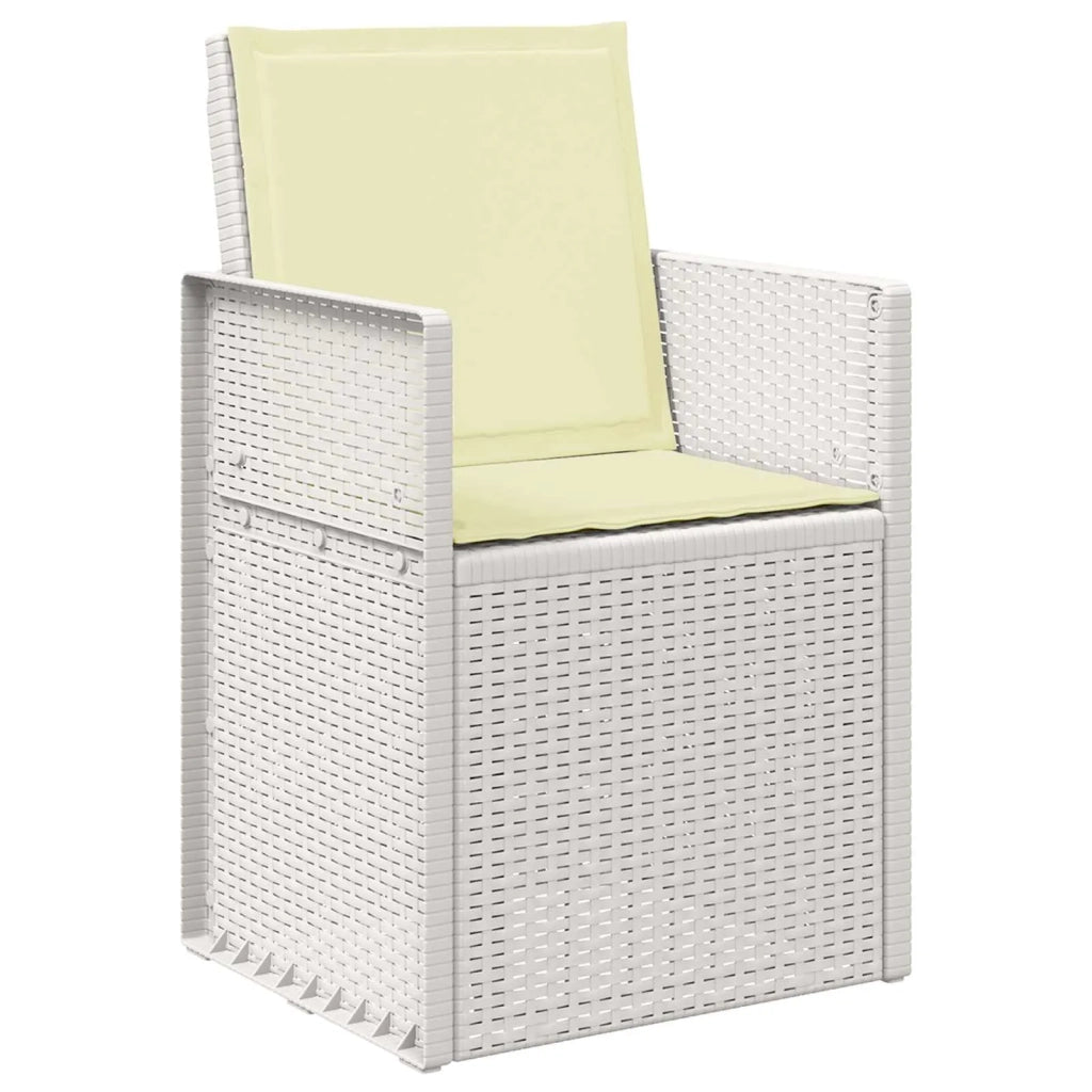 Set da Pranzo per Giardino con cuscino 7 pcs Bianco e Crema PP