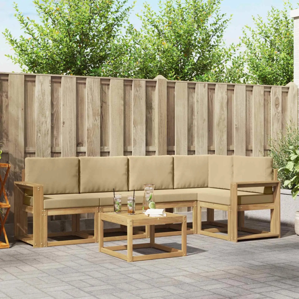 Set di divani da esterno con cuscino 6 pcs Bianco e Beige