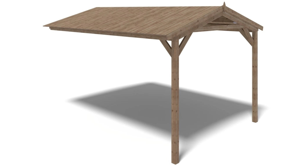 Tettoia di terazzo in legno - 4x2.76m - impregnata - colore marrone - DOS194 - ALTANKA