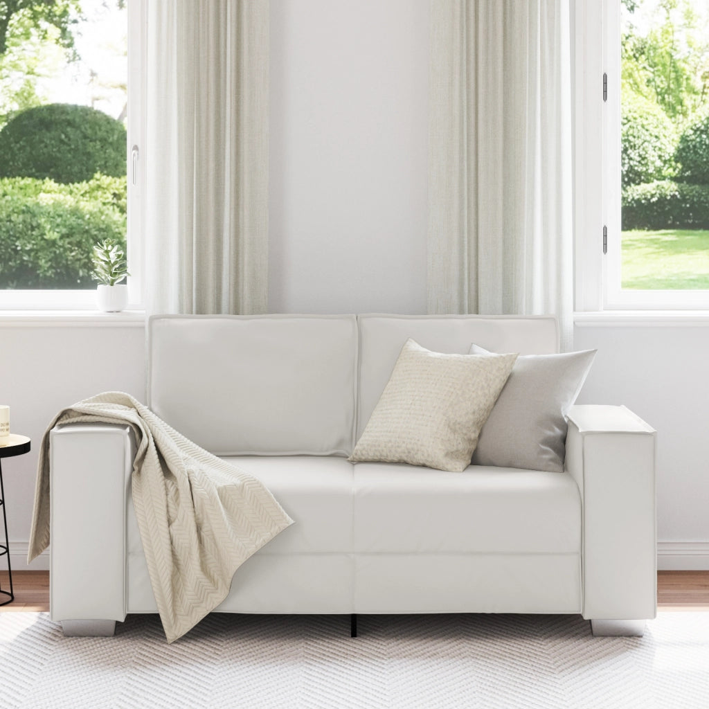 Divanetto Sofa Bianco 120 cm in Pelle Sintetica