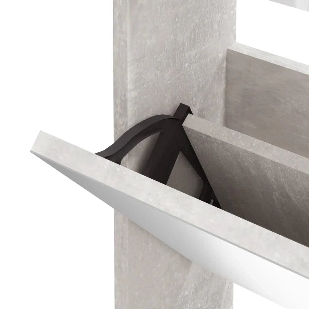 Scarpiera mobiletto portascarpe mobile ingresso/corridoio/soggiorno con specchio 3 ripiani 63 x 17 x 102,5 cm grigio 02_0021883