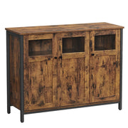 Mobile contenitore 100 x 35 x 75 cm con credenza a 3 ante per sala da pranzo soggiorno cucina ingresso struttura in acciaio stile industriale marrone rustico e nero 12_0006427