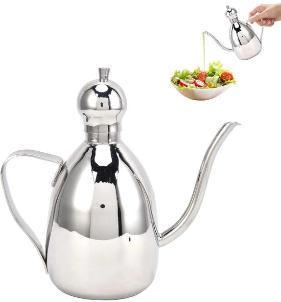 Contenitore per Olio in Acciaio Inossidabile 250ml - Dispensatore per Olio - Olio Lungo - Adatto per Uso Domestico - Uscita Lenta e Regolare - Fusto per Olio