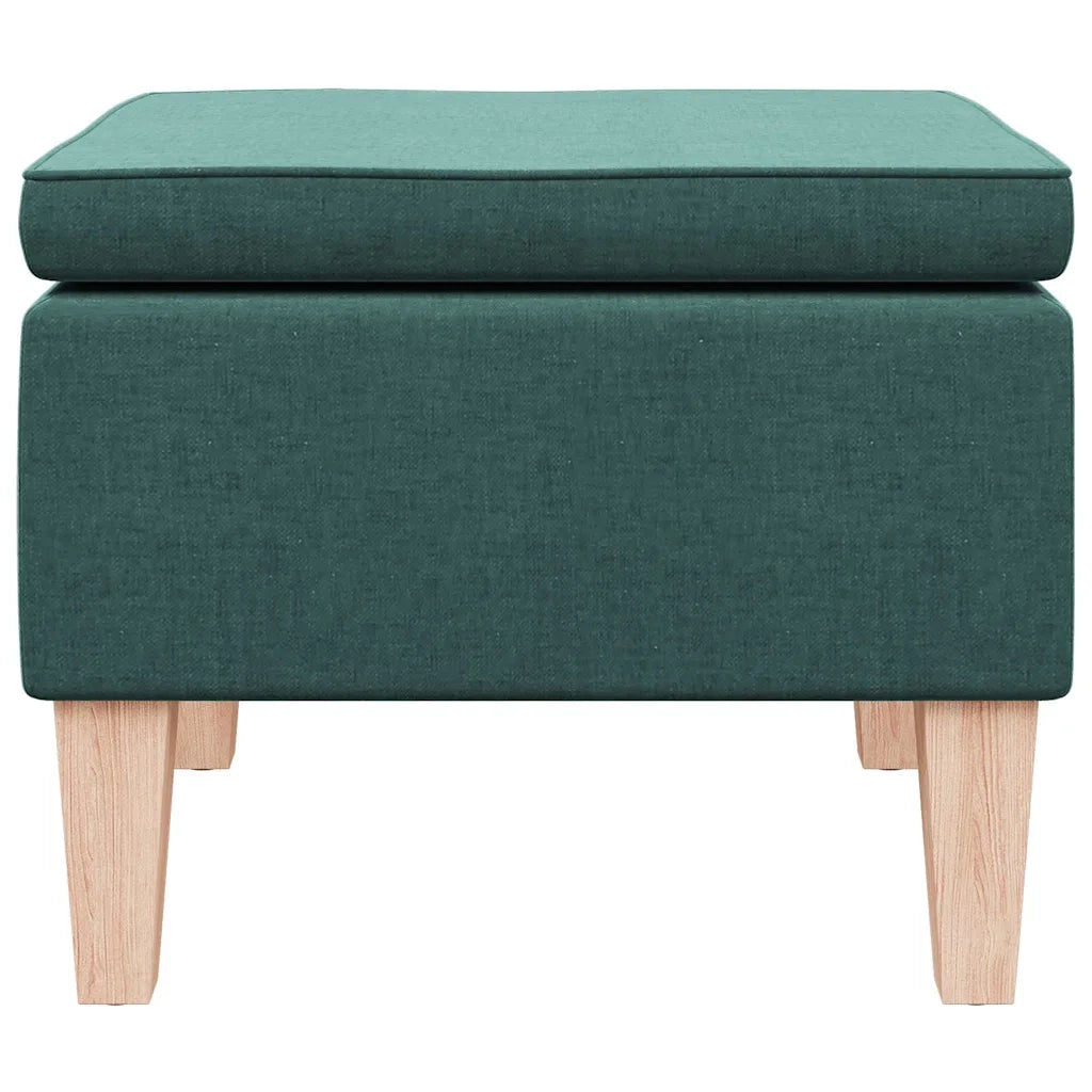 Poggiapiedi con Gambe in Legno Verde Scuro in Tessuto