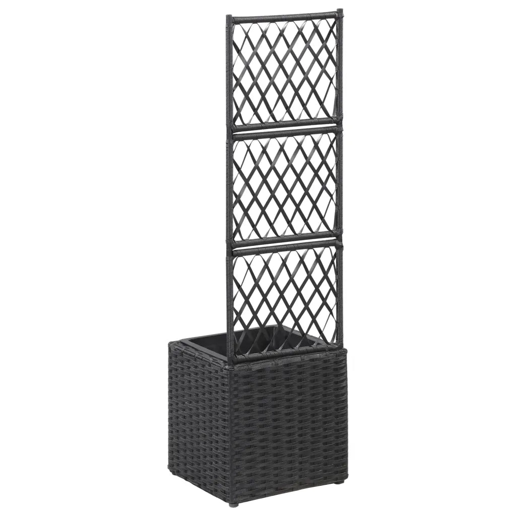 Letto Rialzato con Traliccio 1 Vaso 30x30x107cm Polyrattan Nero 46930