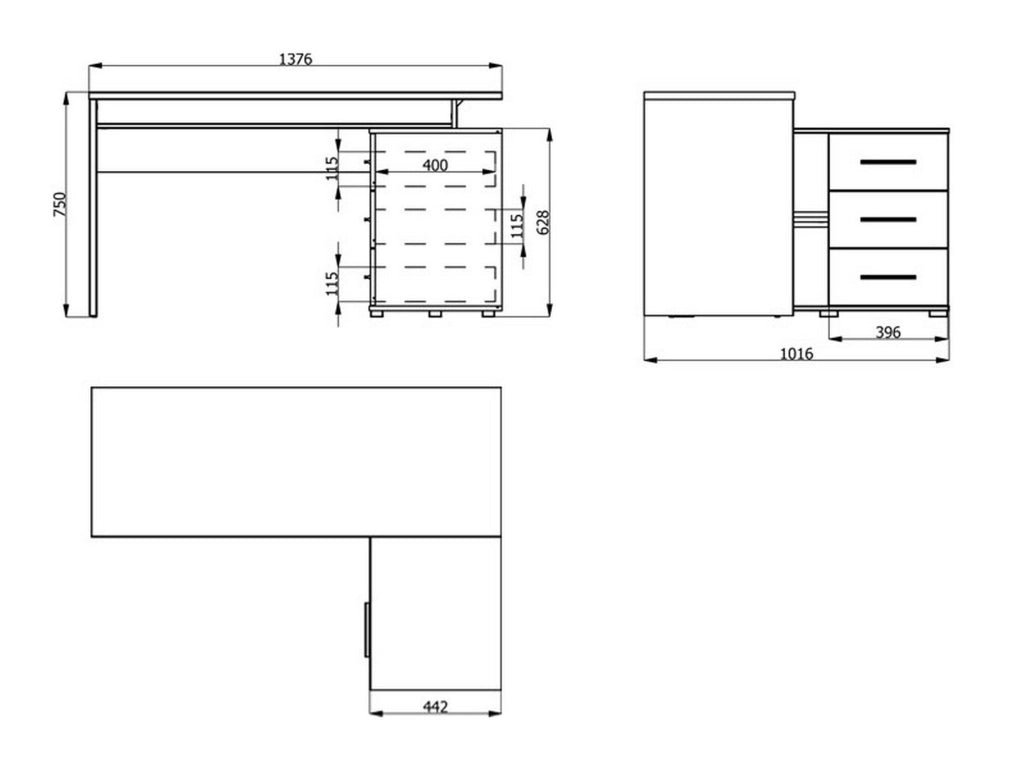 Sapri, Scrivania Angolare, 137.5x101.5x75h cm Marrone Rovere Nodi