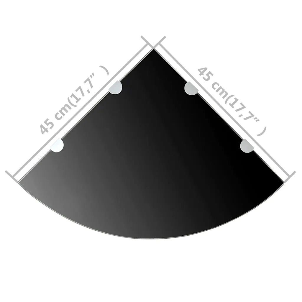 2 pz Mensola | Scaffali Angolari Supporti Cromati e Vetro Nero 45x45 cm