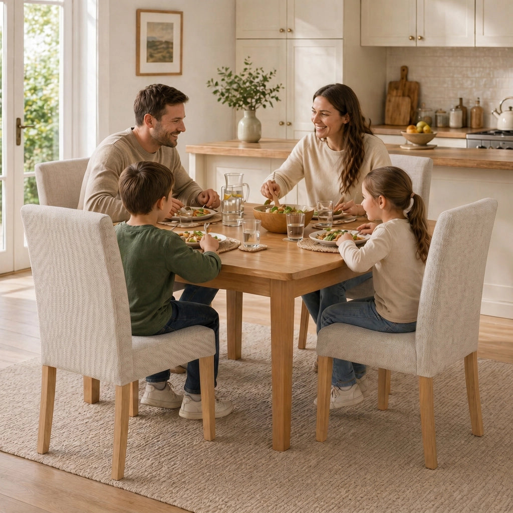 Set di 2 Sedie da Pranzo Imbottite ¨C zephmum ¨C Legno di Hevea, Grigio