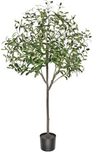 Pianta Artificiale di Olivo 120cm Alta con Vaso per Uso Interno Esterno Decorazione di Casa Ufficio Soggiorno Giardino Esterno