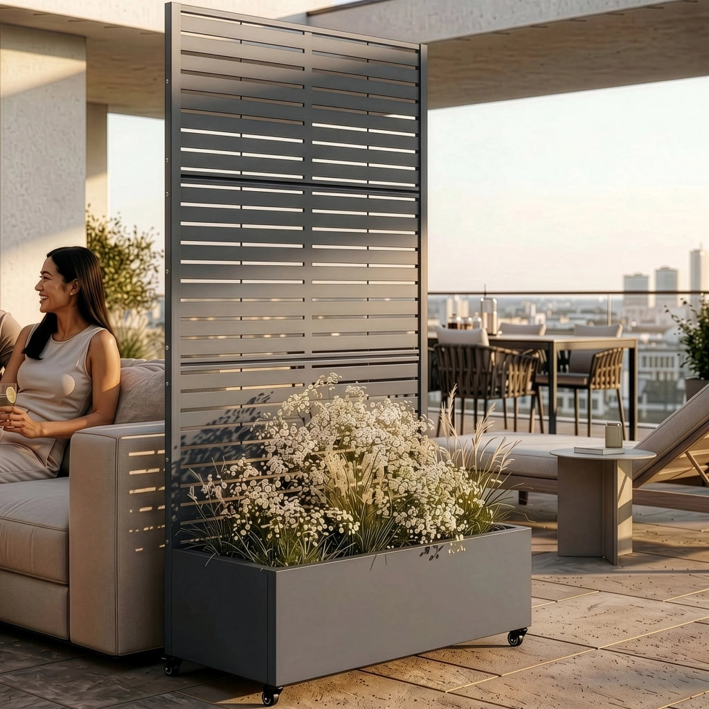 Fioriera con Spalliera Nodepp in Acciaio 190 x 82 x 38 cm - Grigio Antracite casa.pro