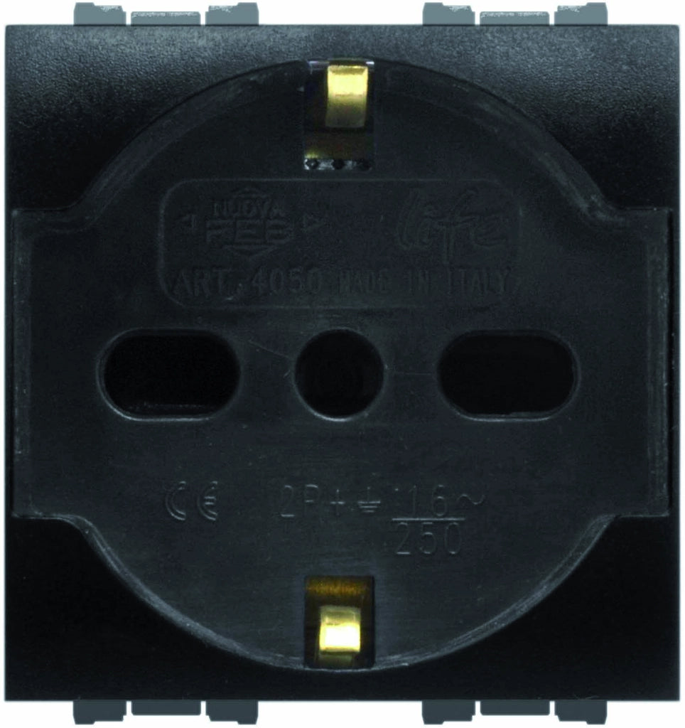 Feb Elettrica PRESA DI SICUREZZA UNEL BIPASSO 2P+T  10-16A Col. Antracite 10.00 pz