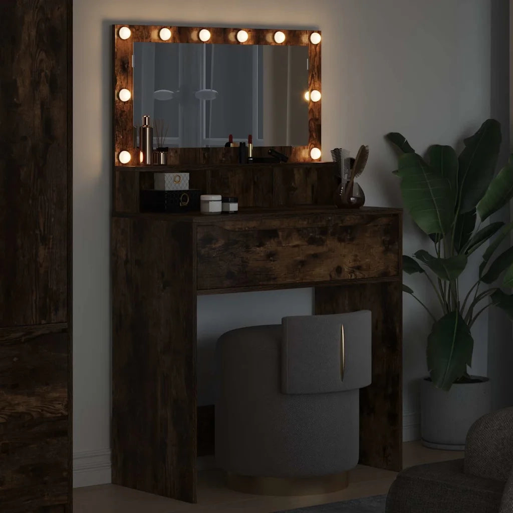 Toeletta | Tavoli da Trucco per Camera da Letto con cassetto Rovere fum¨¦