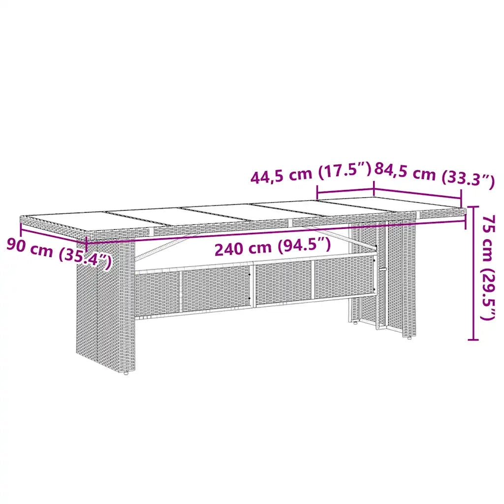 Set BistrÃ² da Giardino 11 pz con Cuscini in Polyrattan Grigio