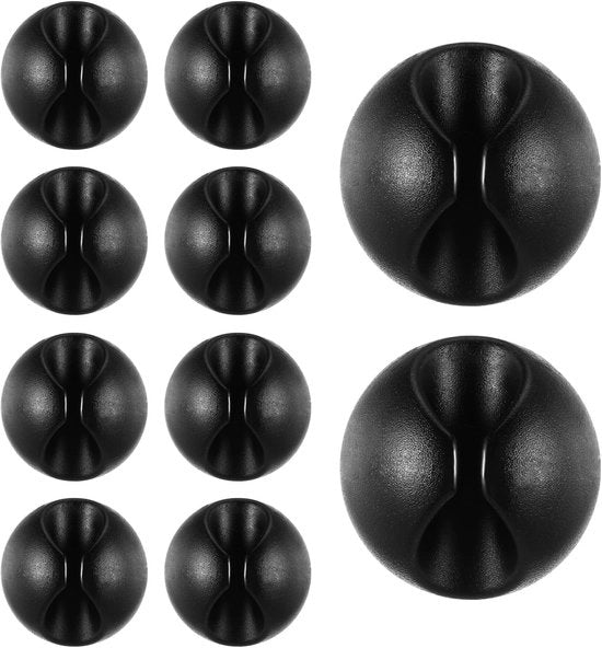 Oggetti per la gestione di cavi - 10 pezzi - Clip per cavi adesivi - Gestione cavi - Organizzatore - Plastica - 2 x 2 x 1,2 cm - Clip per cavi