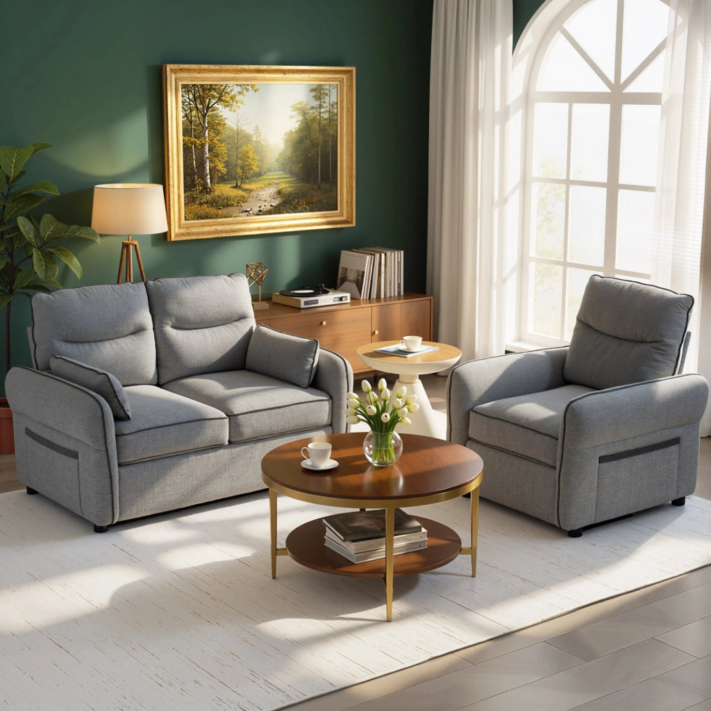 Divano 2 posti in velluto con cuscini ¨C zephmum ¨C grigio 136x81x90