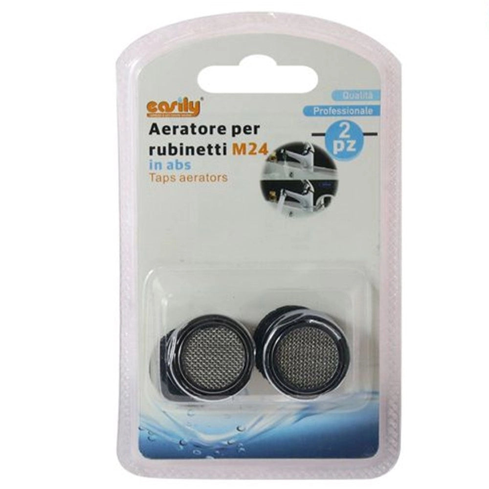 Trade Shop - Set 2 Pezzi Aeratore Per Rubinetti M24 In Abs Filtro Maschio Guarnizioni 52227 -