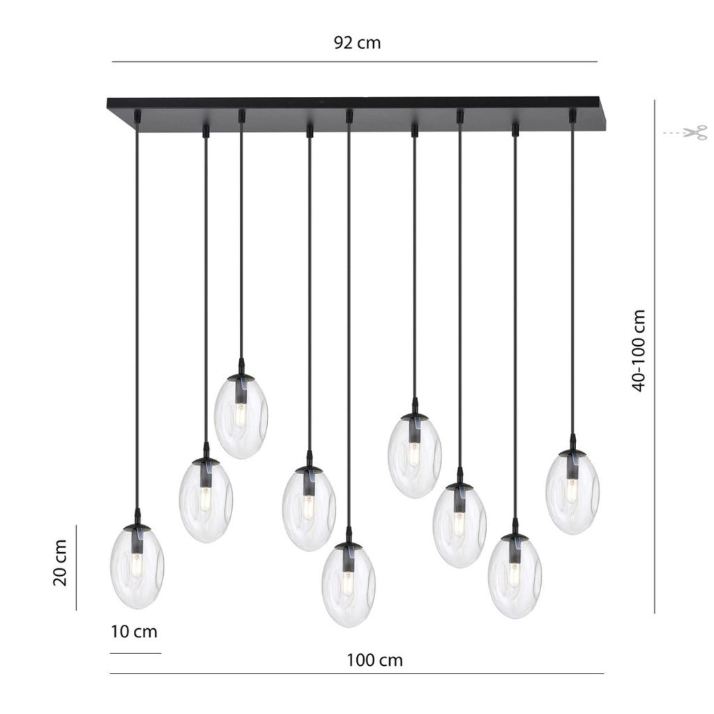 Lampada a sospensione Astral in acciaio nero e vetro