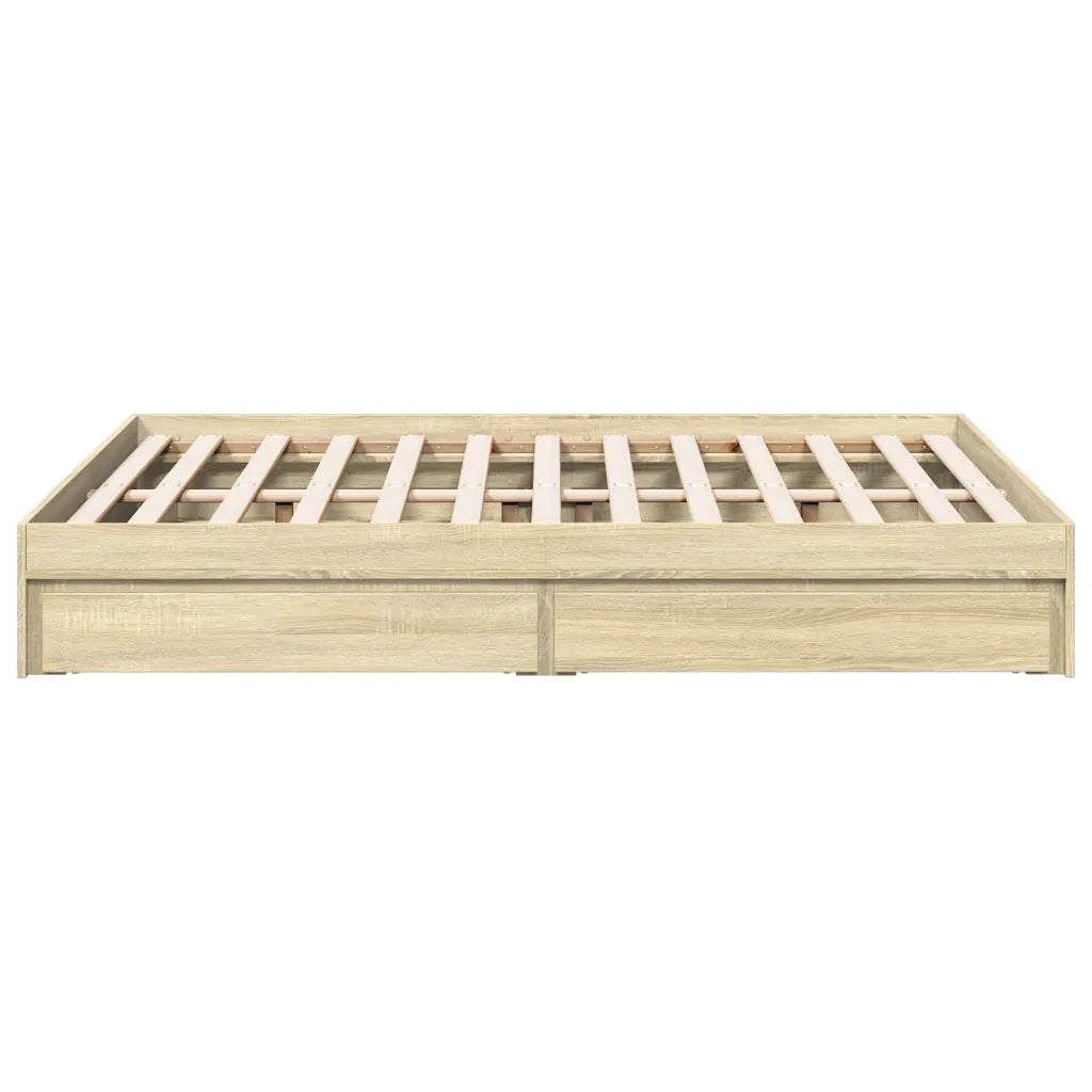 Giroletto Cassetti-Struttura Letto con contenitore Rovere Sonoma 140x200 cm Legno Multistrato 372414