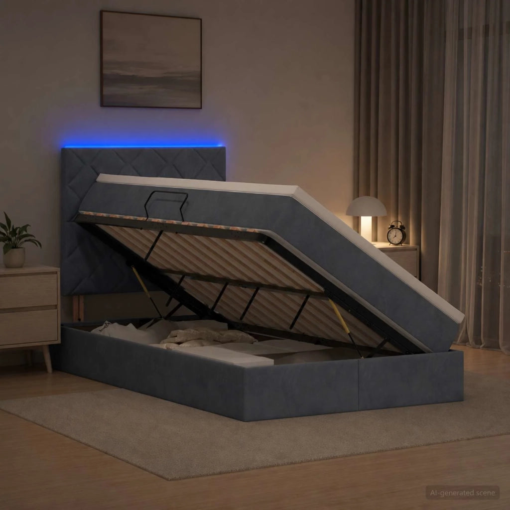 Letto con contenitore LED e materasso Grigio Scuro 120 x 200 cm 3460183