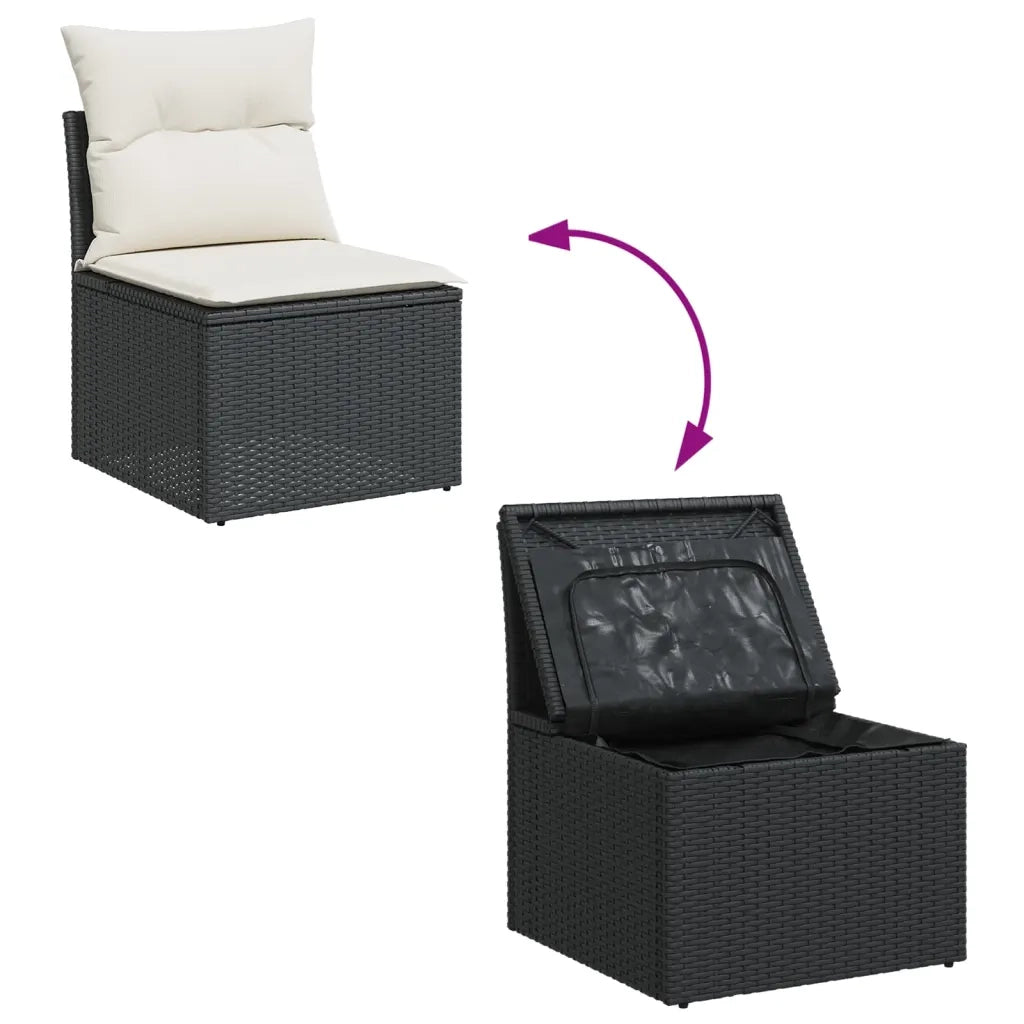 Set Divani da Giardino con Cuscini 7pz Nero Polyrattan 3256553