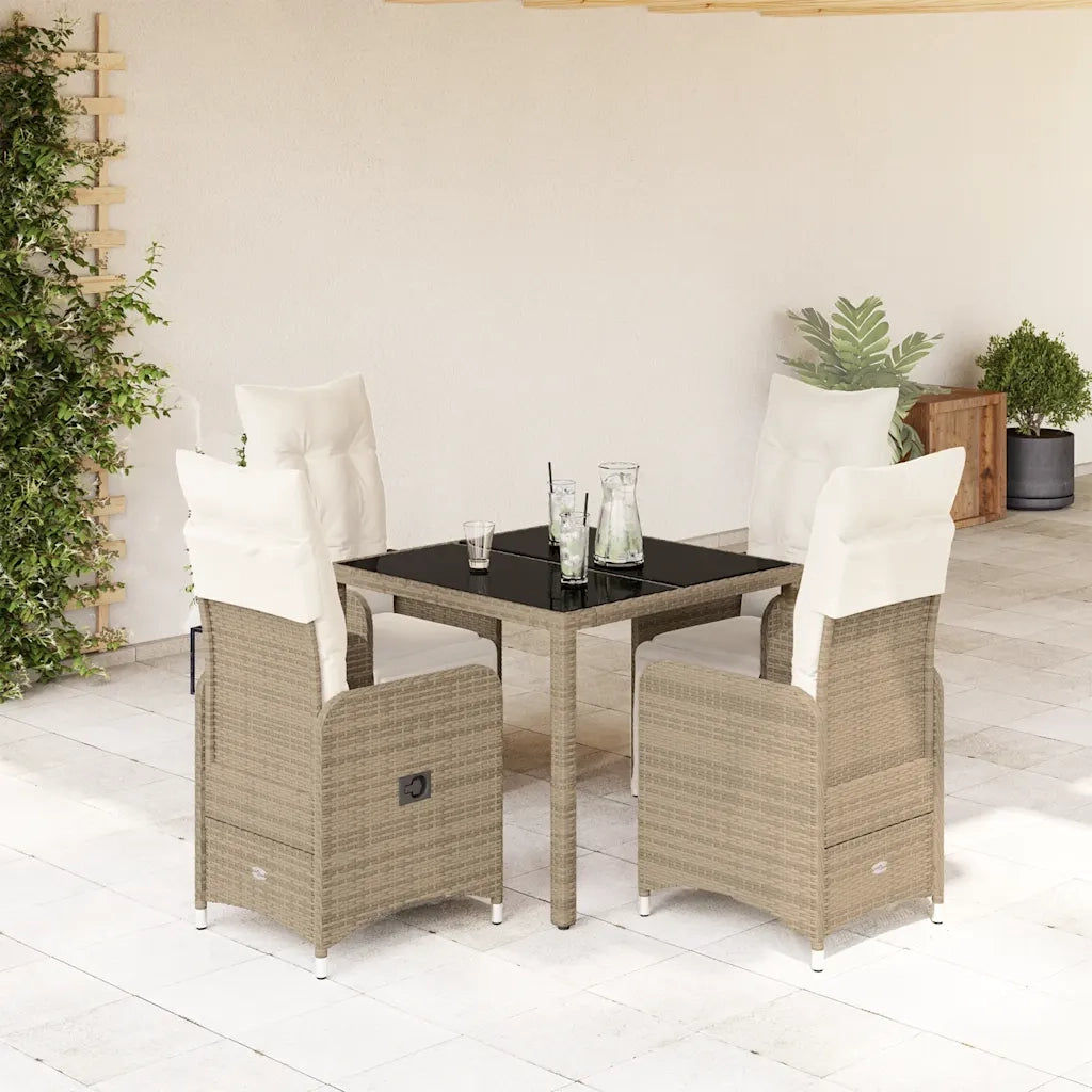 vidaXL Set Bistrò da Giardino 5 pz con Cuscini in Polyrattan Marrone