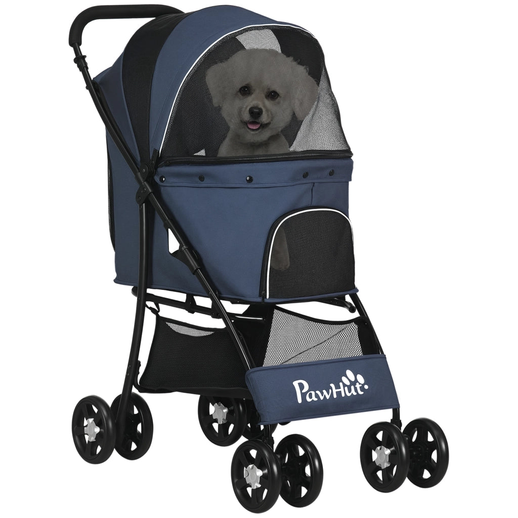Carrello per Cani Pieghevole con Cestino e Cuscino ¨C Zephmum ¨C Grigio 81x48x99 cm
