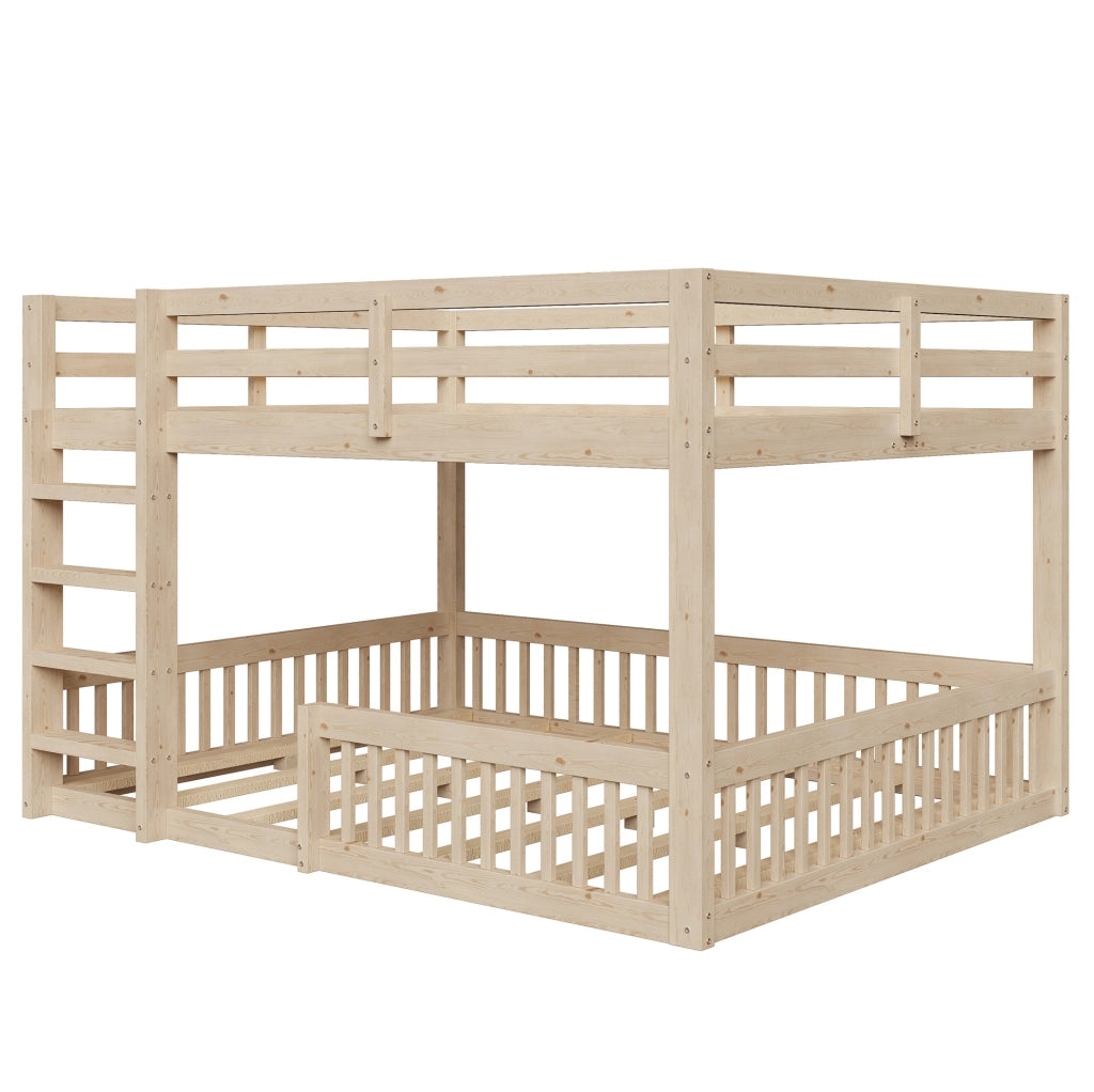LETTO A CASTELLO 160x200 cm in Pino e MDF Naturale con Sponde