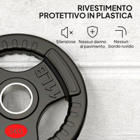 Set Dischi Pesi Palestra 2x5kg Foro 5 cm in Acciaio Rivestiti in Plastica Nero