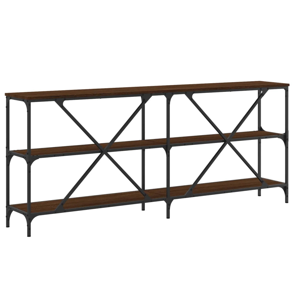 Tavolo Consolle | Tavolo d'Ingresso Rovere Marrone 180x30x75 cm Multistrato e Ferro