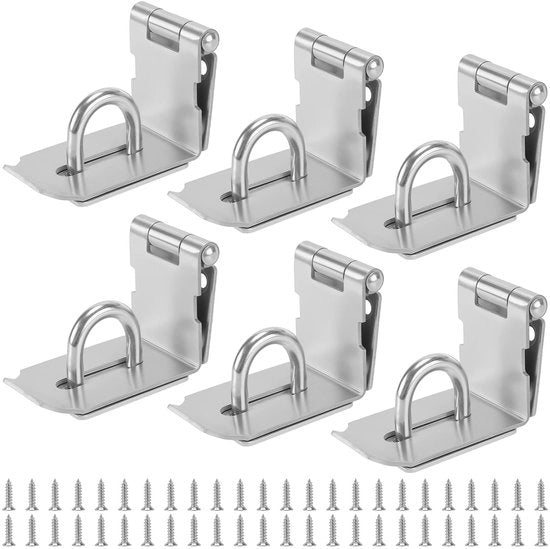 Blocco di Sicurezza 6 Pezzi - 90° Cardanico della Porta - Acciaio Inox - Bloccabile per Catena di Chiusura - Duraturo - Ideale per Porte