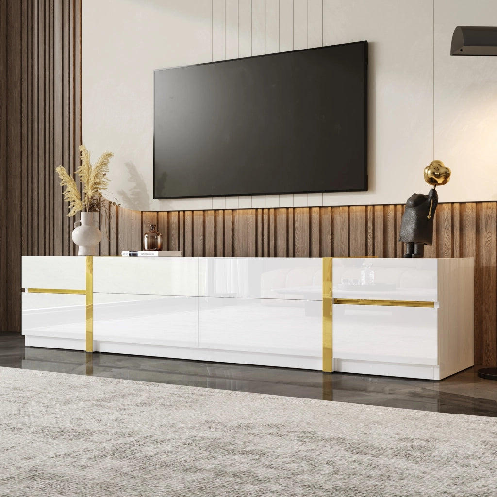 Cassettiera per TV bianca in MDF e truciolare lunghezza 180 cm