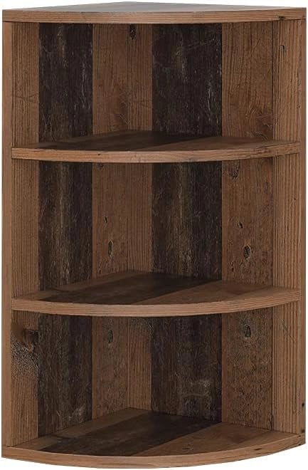 Libreria angolare da terra Ecki, Bianco, 30 x 60 cm, per montaggio a parete con tre ripiani aperti