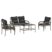 Set Divani da Giardino 4 pz | Set Salotto da Giardino con Cuscini in Polyrattan Grigio