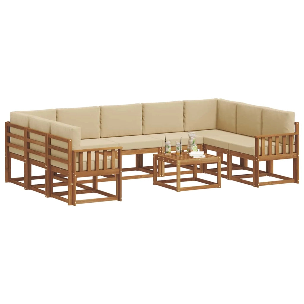 Set di divani da esterno con cuscino 10 pcs Naturale e Beige