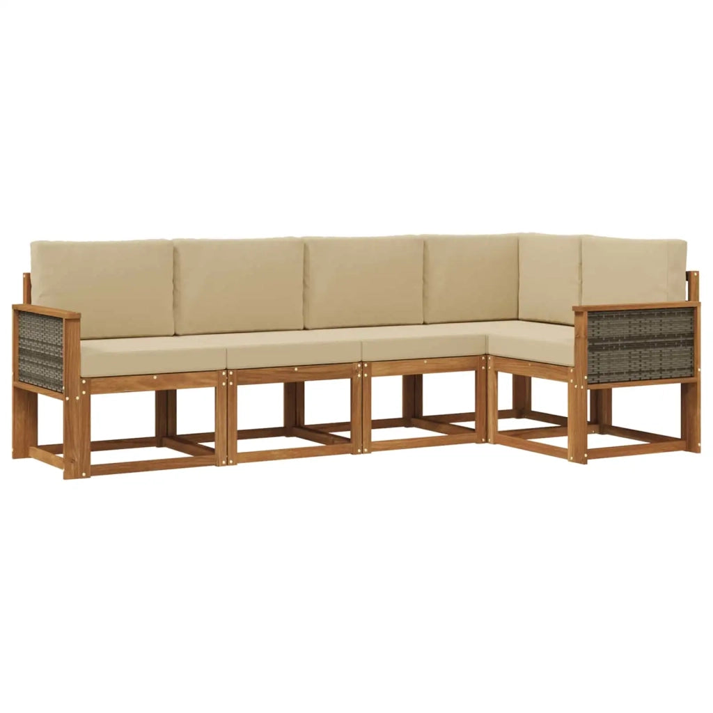 Set di divani da esterno 5 pcs Naturale e Beige Poliestere 3385209