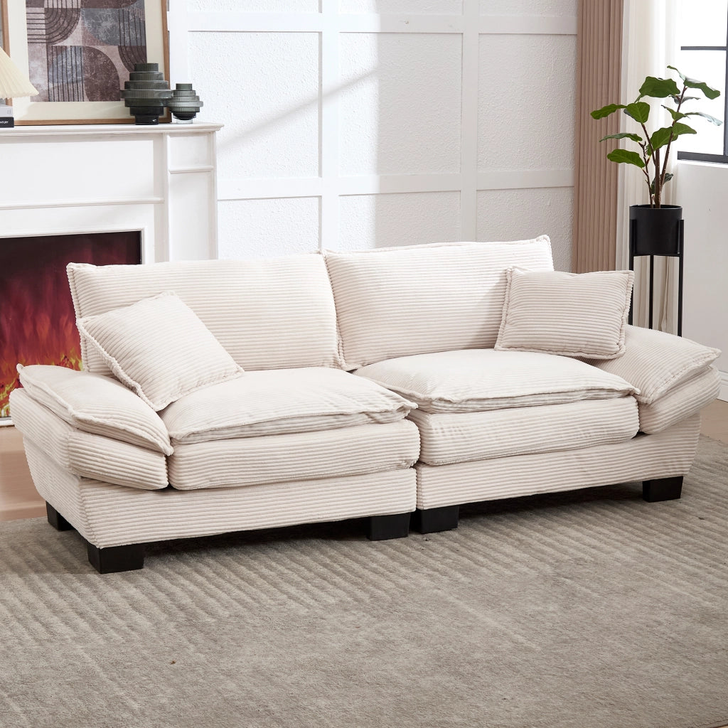 Divano Letto Matrimoniale ¨C MINIMAL ¨C Beige, Tessuto Morbido