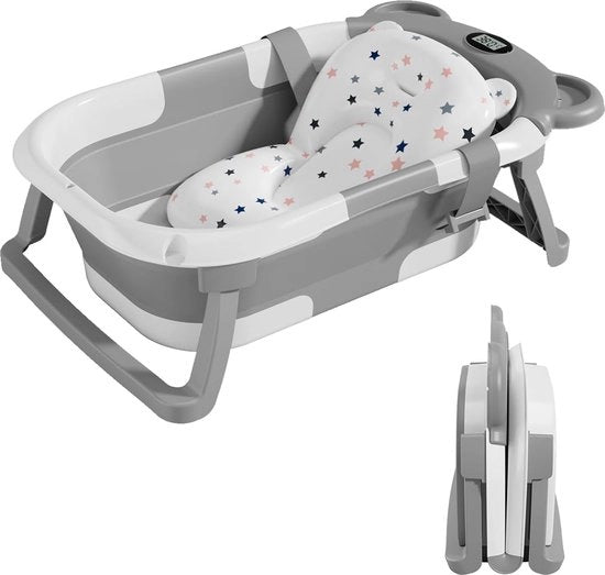 Opvouwbaar bad per bambino con cuscino e termometro integrato - con supporto per vasca da bagno - ideale come regalo di nascita per bambini - bad per bambino da 0 anni