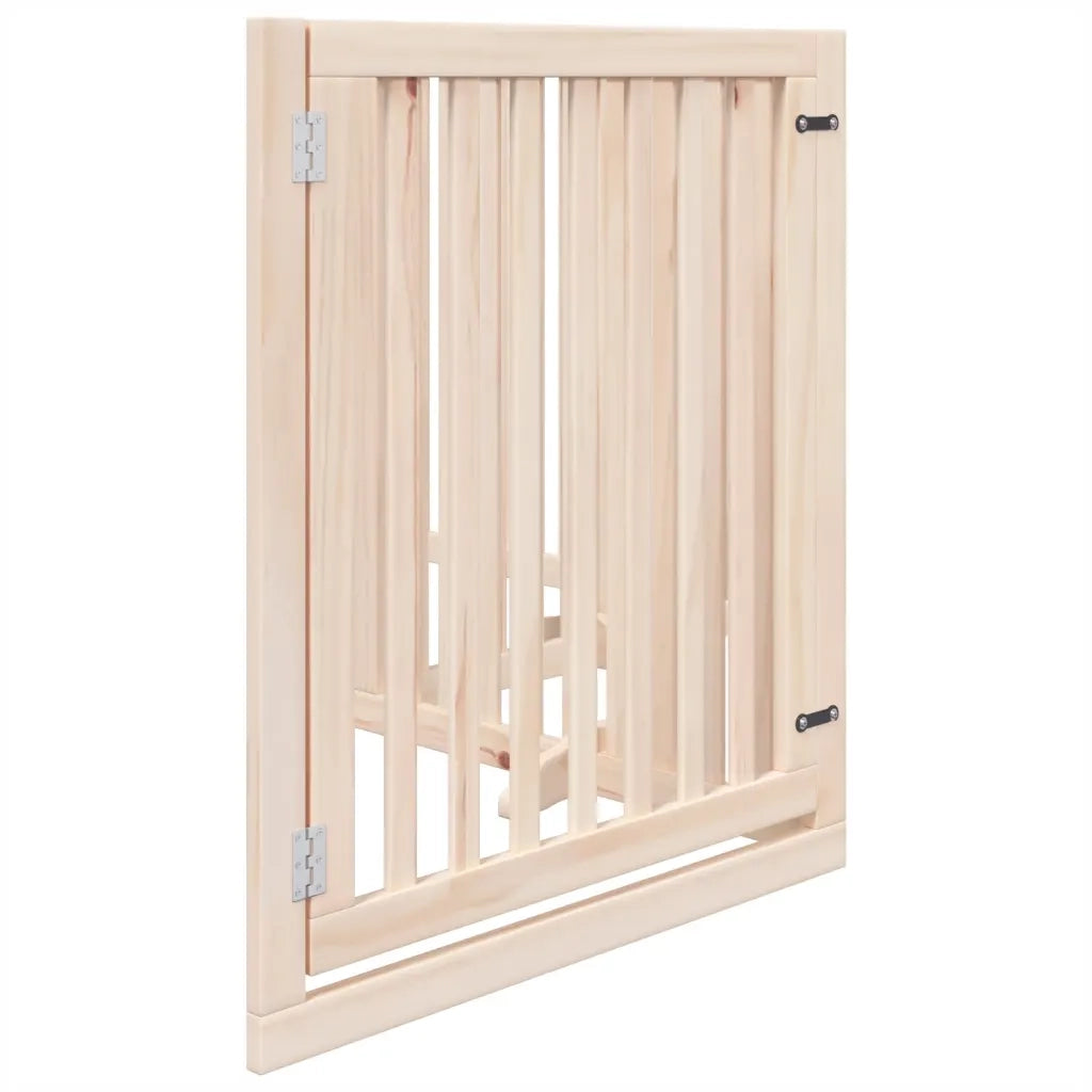Cancello per Cani con Porta Pieghevole 4 Pannelli 320 cm Pioppo CFW1228258