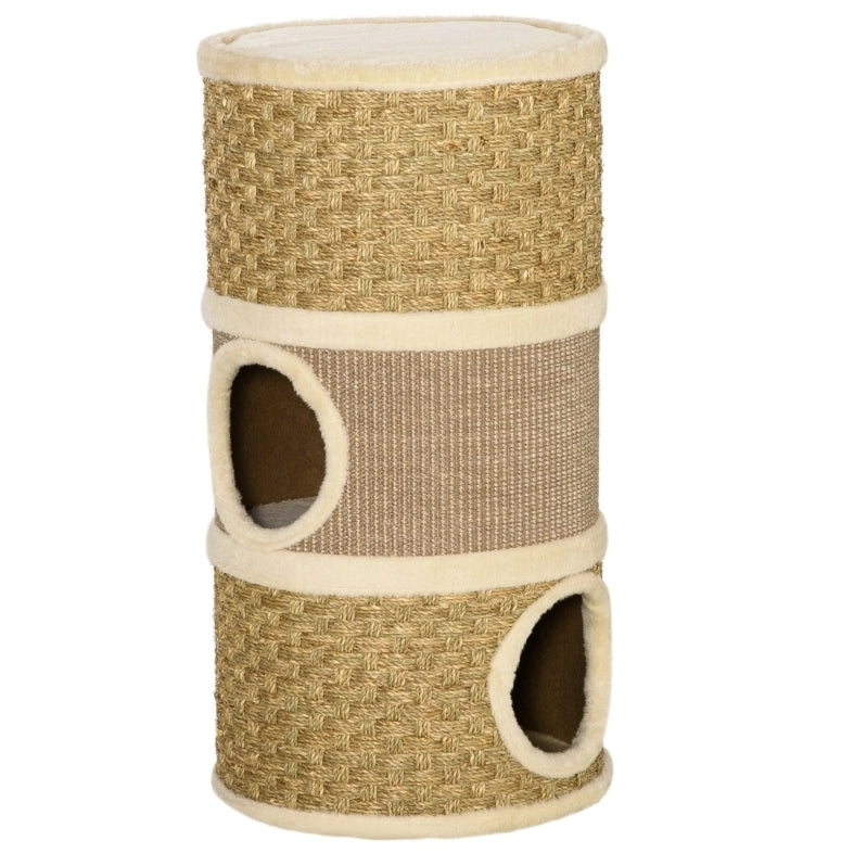 Tiragraffi a torre 3 livelli in sisal e peluche marrone