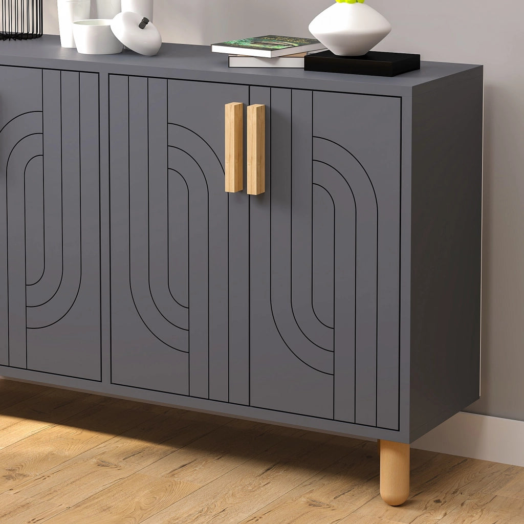 Credenza in legno "Rodney" - 120 x 30 x 74 cm - Grigio antracite