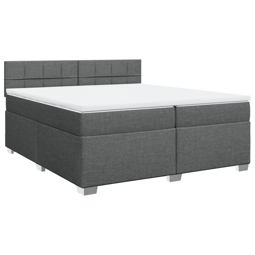 Giroletto a Molle con Materasso Grigio Scuro 200x200 cm Tessuto