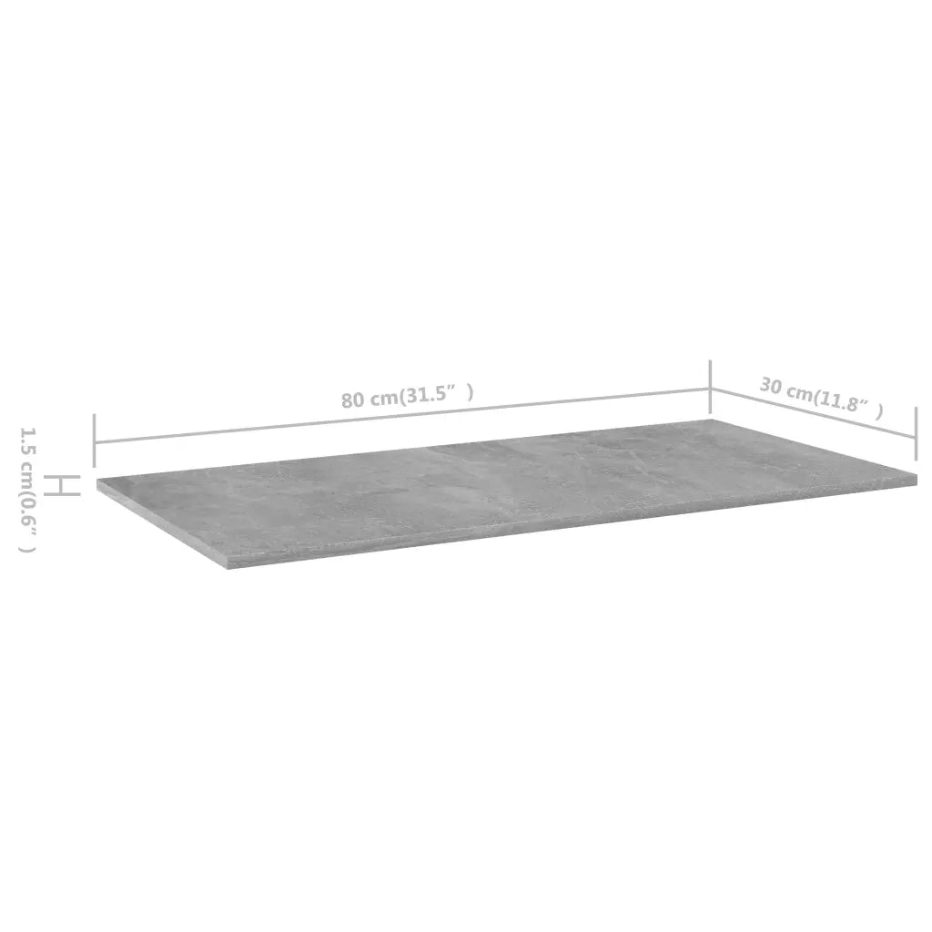 Ripiani per Libreria 8pz Grigio Cemento 80x30x1,5cm Multistrato 805323