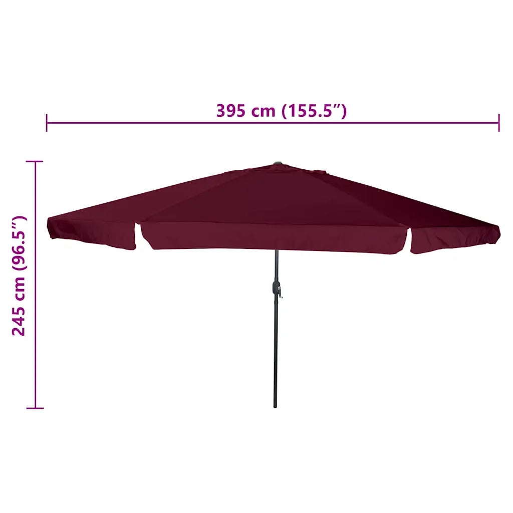 Ombrello da giardino Rosso Bordeaux 394 x 394 x 248 cm 42003640
