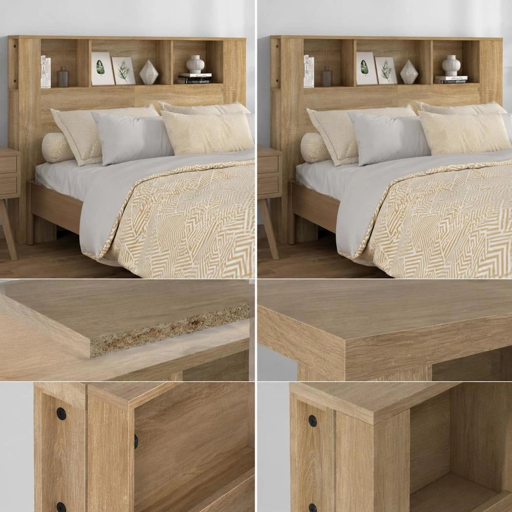 Headboard With Shelves, Sonoma Oak, 140x18.5x104.5 Cm