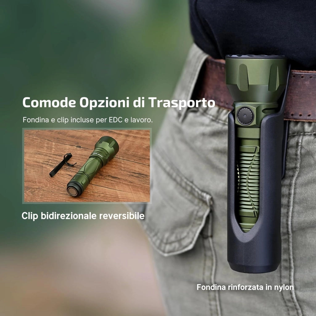 Javelot Professionale Torcia LED Ricaricabile 1350 lm Flashlight Piccola portabile Lunga Portata 730m, Luce Elettrico Alta potenza per Campeggio Caccia, Illuminazione Notturna (Verde)