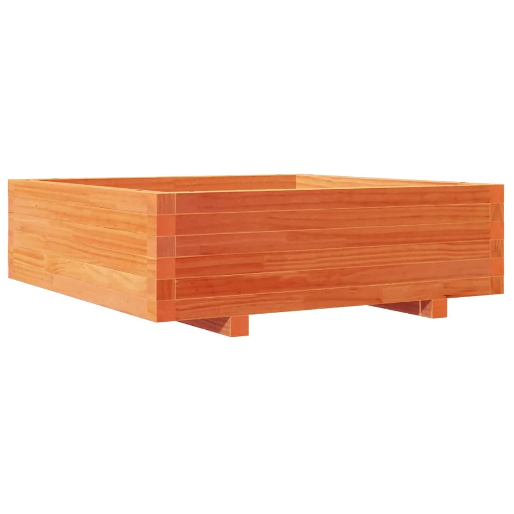 Fioriera rialzata per piante fiori terrazza giardino finitura a cera 80 x 80 x 26,5 cm legno di pino massiccio marrone 02_0038500