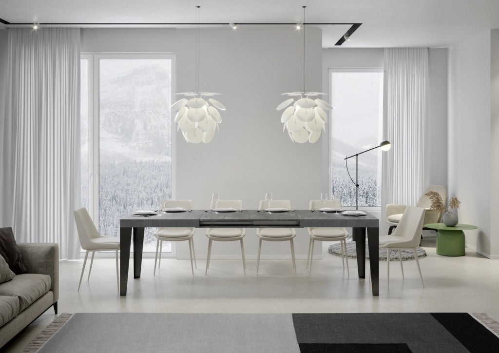 Tavolo allungabile 90x180/440 cm Flaris Cemento telaio Antracite
