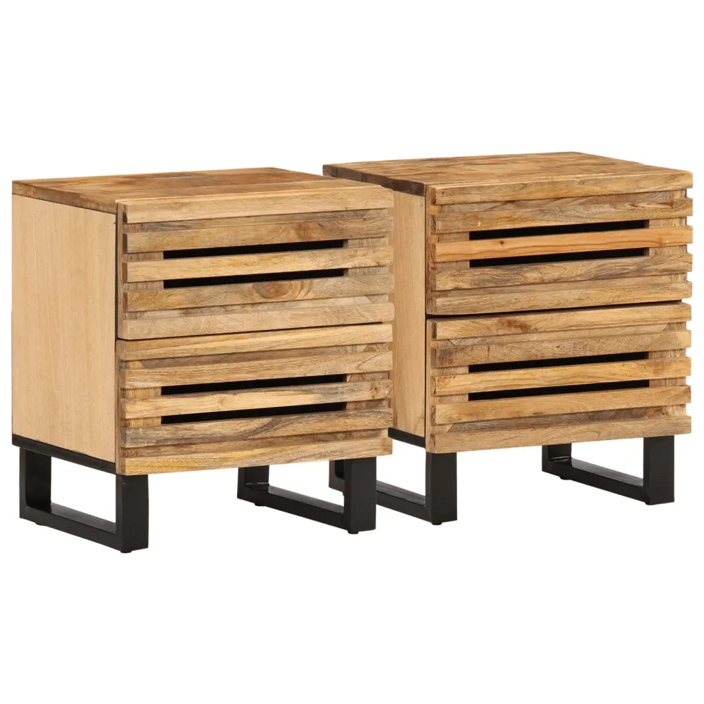 Comodini 2pz 40x34x46 cm in Legno Massello di Mango
