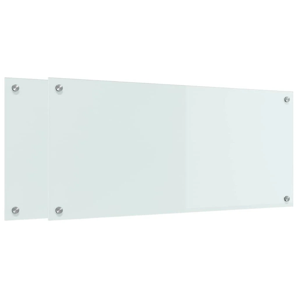 Set di 2 paraschizzi moderni per cucina 90 x 40 cm resistenti e resistenti al calore in vetro temperato bianco 02_0056288
